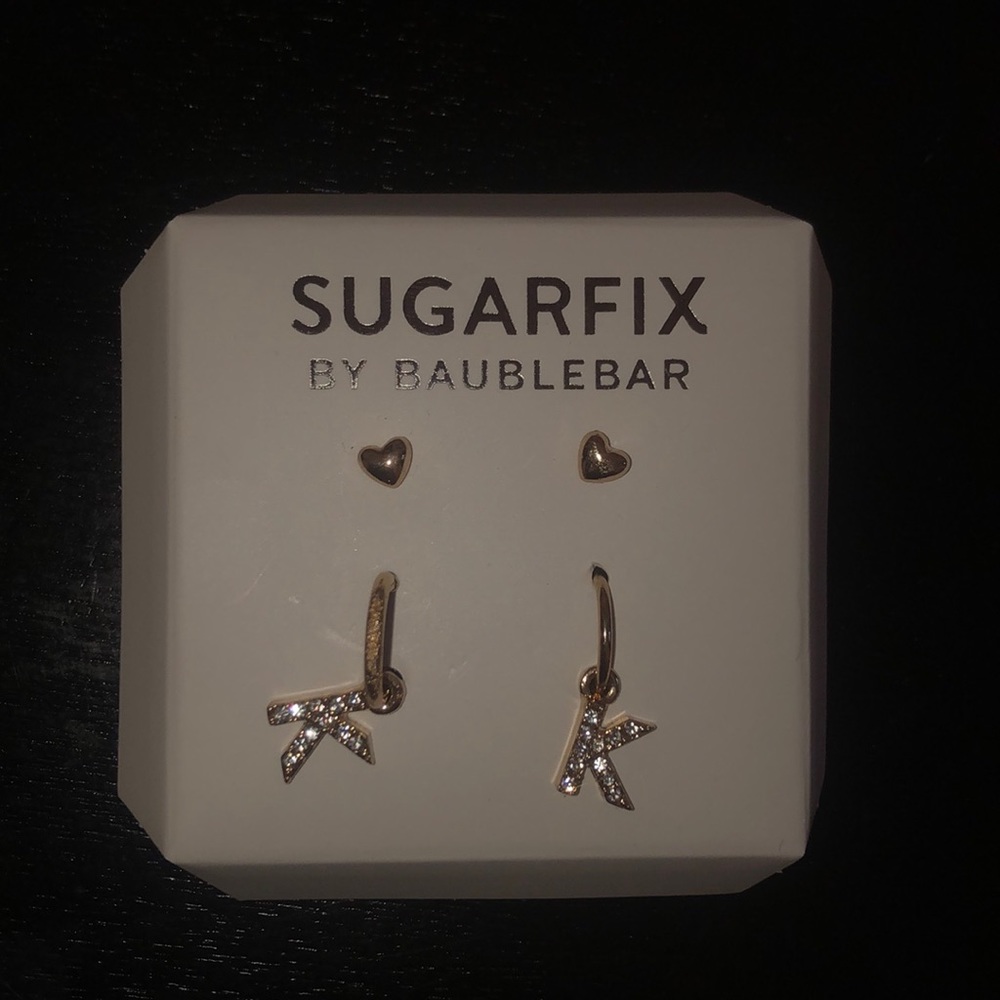 Gold K and Heart Earrings